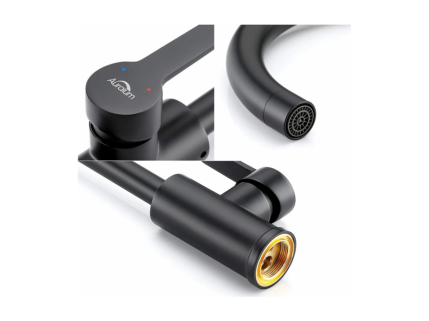 Auralum MAX Évier de Cuisine 1 Bac 75 x 45 cm,Évier Inox Noir avec Égouttoir Pliable+Mitigeur Cuisine Pivotant à 360°,Barboteur Démontable,Noir