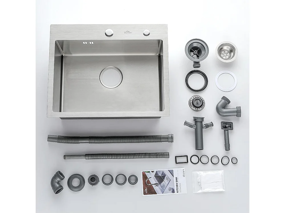 Évier Cuisine 1 Bac 45x45CM Acier Inoxydable 304 ,encastré et à Poser+Mitigeur Cuisine avec Douchette Extractible Rotatif 360° ,Chromé