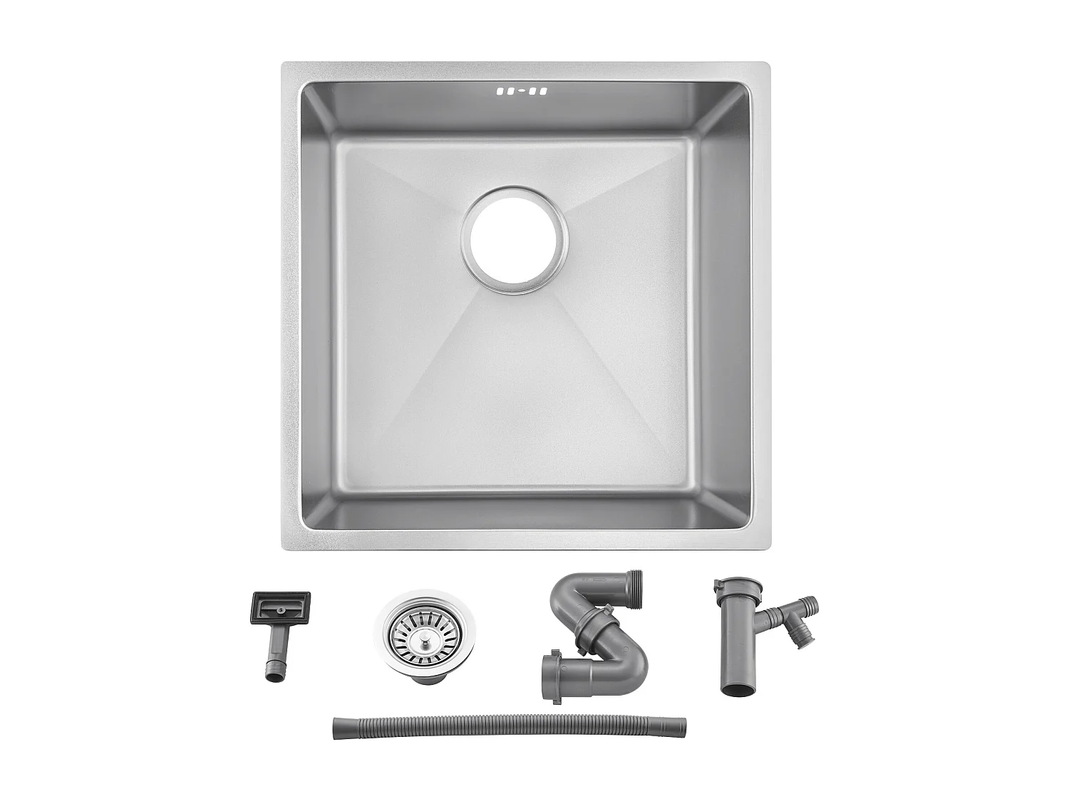 AuraLum Max  Évier Encastré 44x44x20CM cm - Évier de Cuisine 1 Bac en Acier Inoxydable 304- Évier de Cuisine Argent avec vidange,EU Modèle