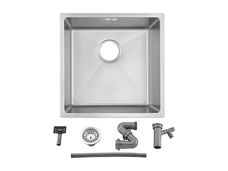 AuraLum Max  Évier Encastré 44x44x20CM cm - Évier de Cuisine 1 Bac en Acier Inoxydable 304- Évier de Cuisine Argent avec vidange,EU Modèle