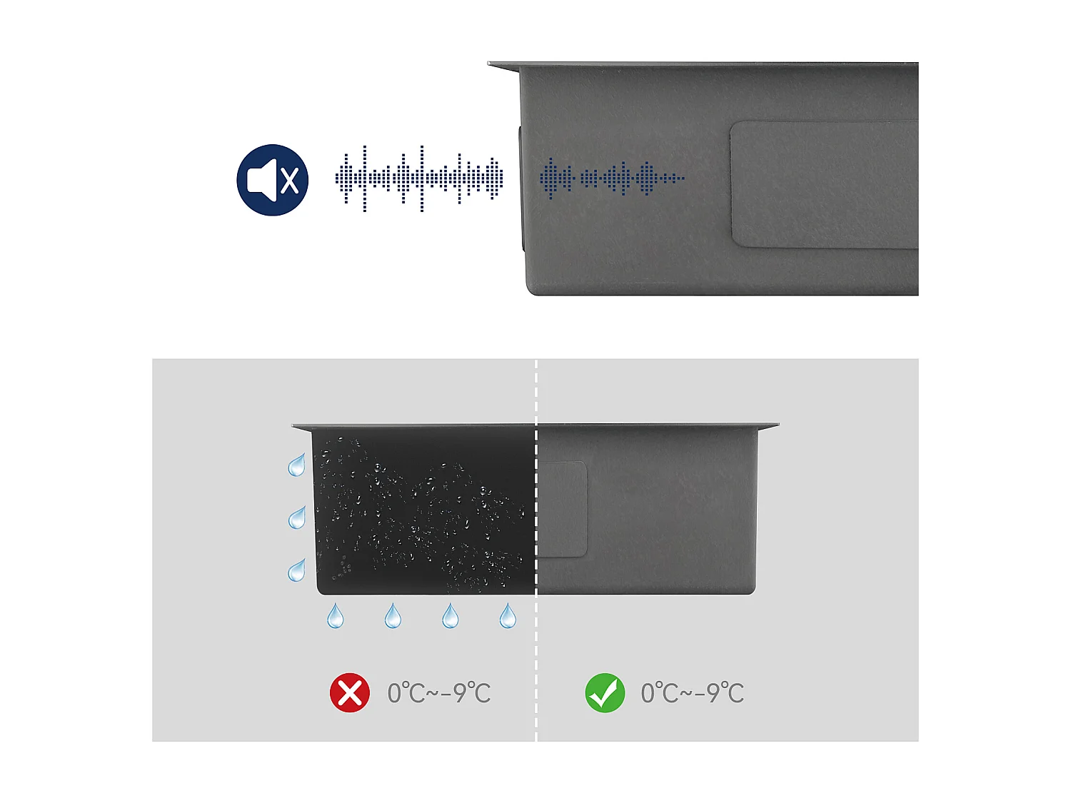 Évier Cuisine 1 Bac Gris Noir,44*49*20 CM,Lavabo Cuisine avec Distributeur Savon,Inox,Évier encastré/à Poser Évier avec Trou Montage pour Robinet