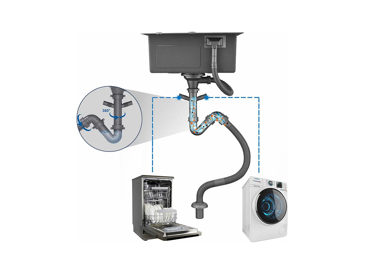 AuraLum Max Évier Cuisine 1 Bac en Acier Inoxydable 304 Brossé 45x45CM Évier encastré et à Poser Évier avec Trou de Montage pour Robinet,EU Modèle