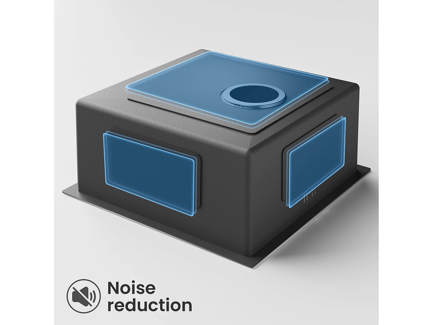 AuraLum Max Unterbauspüle 44x44x20 cm - Einzelbecken Küchenspüle aus Edelstahl - Schwarzgraue Küchenspüle mit Abfluss, EU-Modell