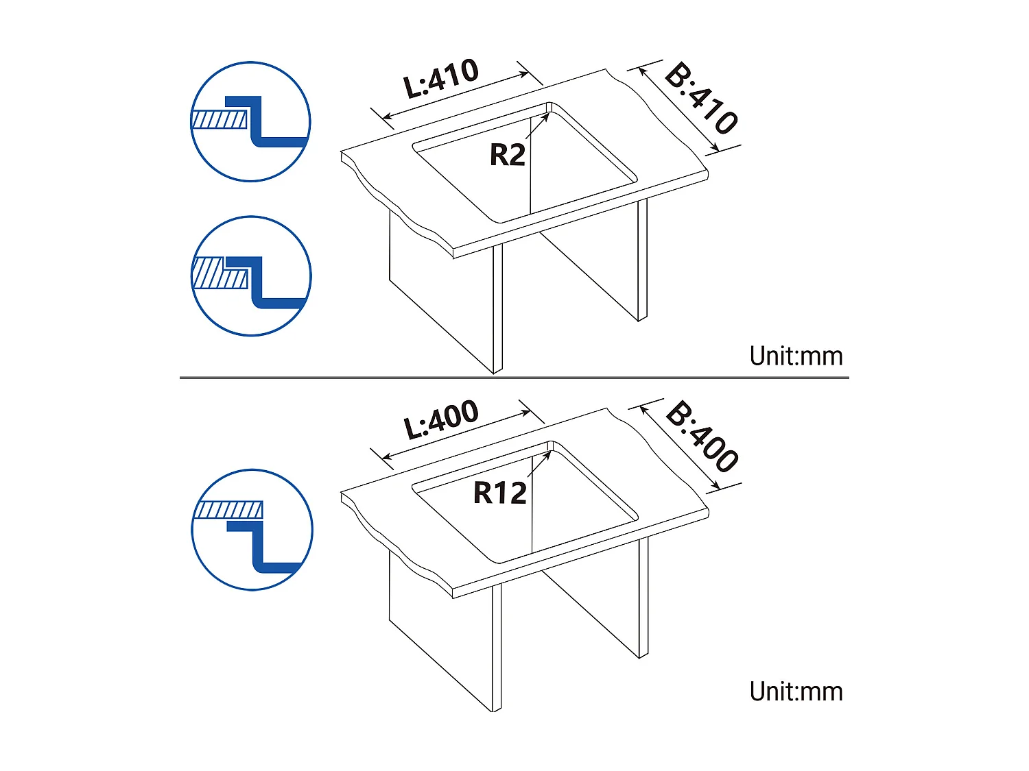 AuraLum Max Évier Encastré 44x44x20CMcm - Évier de Cuisine 1 Bac en Acier Inoxydable - Évier de Cuisine Gris Noir avec Vidange,EU Modèle