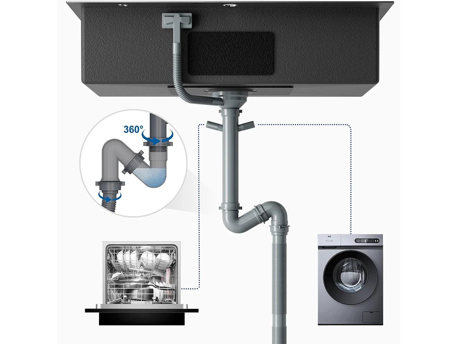 Auralum MAX Évier de Cuisine 1 Cuve Inox Brossé 304 75*45*19CM - Évier 1 Bac avec Égouttoir pliable-Grande Capacité avec Deux Trous de Montage