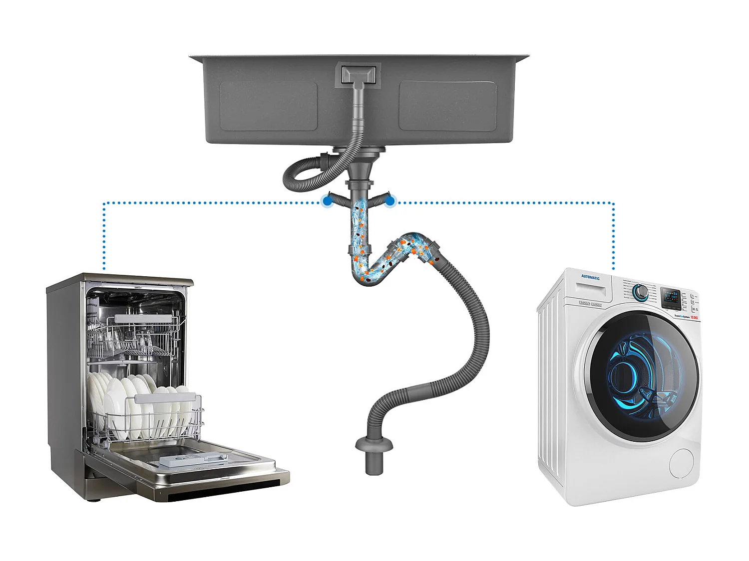 Évier Cuisine 1 Bac 70*44*19CM,à Encastrer/Fleur/Sous-Plan,avec Siphon/Trop-Plein+Mitigeur Cuisine avec Douchette Extractible Rotatif 360° ,Chromé