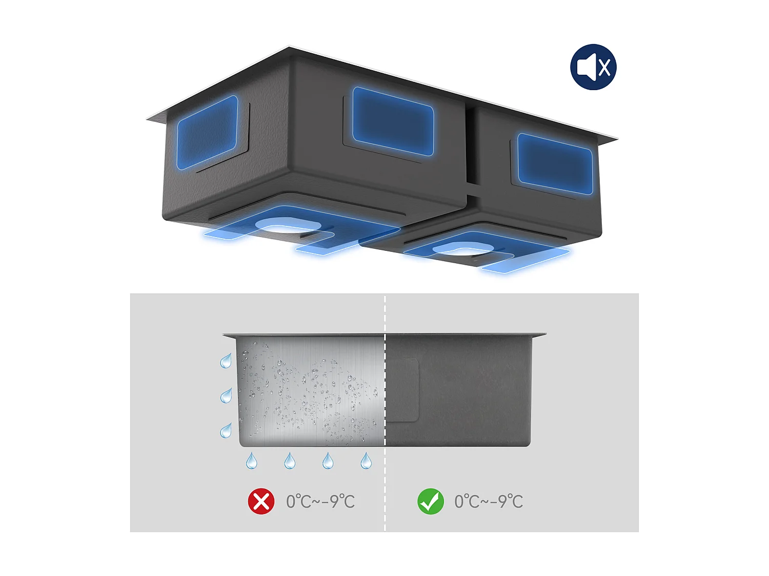 2in1 Aanrecht 2 Bakken,Zwart,75x45x19cm,Inbouw/Opzetbaar met Zeepdispenser+Flexibele Keukenkraan Uitloper Uitsteekbaar