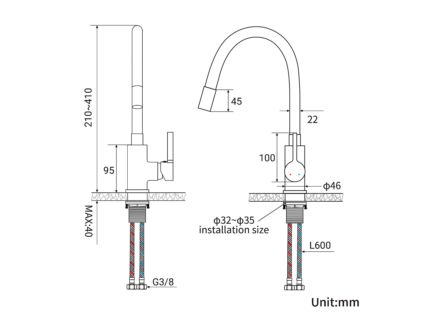 Auralum MAX Küchenspüle, 1 Becken, gebürsteter Edelstahl, 75 x 45 x 19 cm – Spüle mit faltbarer Abtropffläche + flexiblem Küchenhahn, hoher schwenkbarer Auslauf