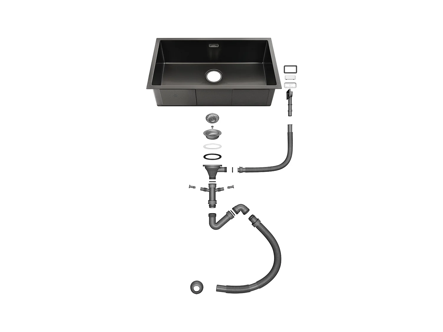 Lonheo Max Fregadero Cocina1 Bandeja 74*44*20CM Fregadero Montaje empotrado,de flor/ subplano inoxidable 304,con sistema drenaje,negro,Modelo UE