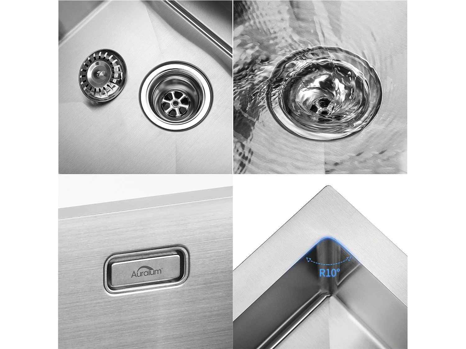 Lavello Cucina 2 Vassoio 75x45x19cm,Incasso/da Posare con Distributore di Sapone+Rubinetto Cucina con Doccetta Estraibile, 2 Funzioni,Cromato