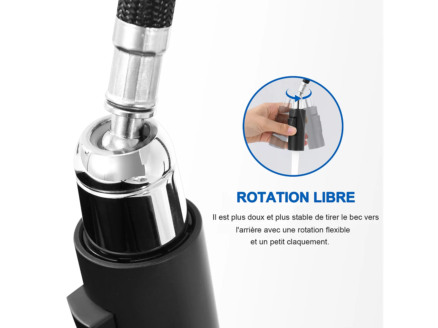 2 en 1 Évier de Cuisine 2 Bac ,Noir,75x45x19cm,Encastré/ à Poser avec Distributeur Savon+robinet de cuisine rétractable à deux fonctions, Noir