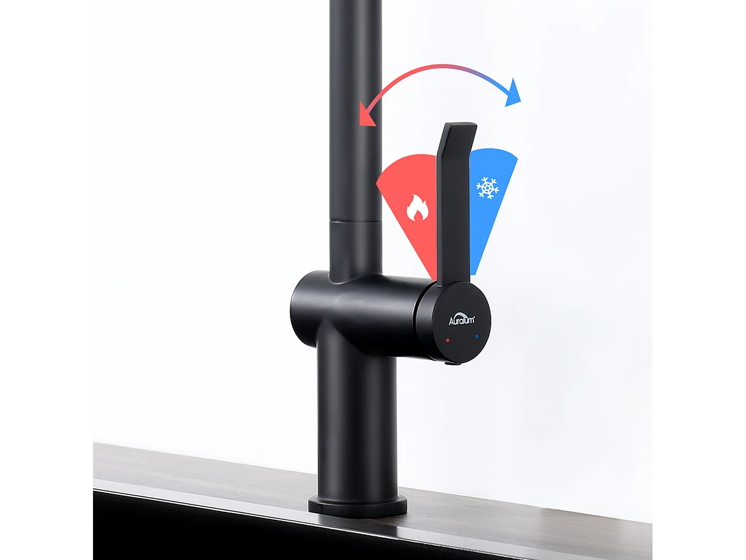 2 in1 Lavello da Cucina 1 Vassoio 55*44*19CM+Rubinetto da Cucina con Doccetta Estraibile Rotante 360 °2 Funzioni, Barboccia smontabile,Nero