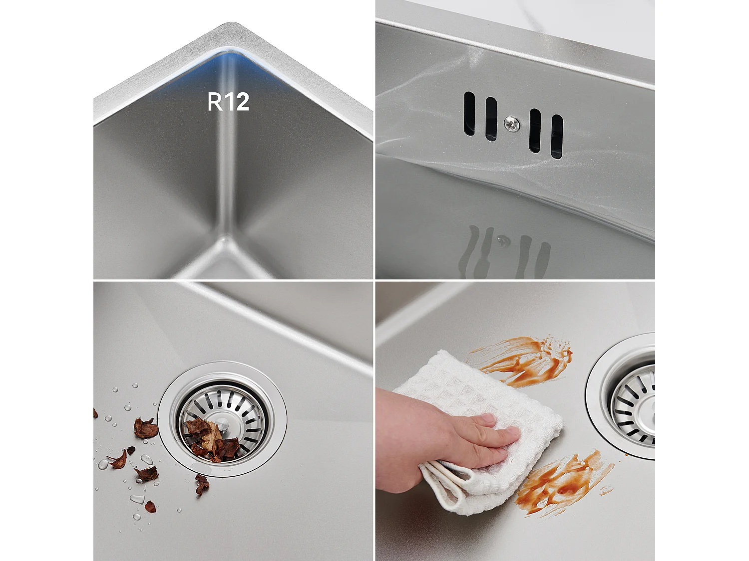 Evier Cuisine 1 Bac 54*49*20 CM,Inox 304,Evier à Encastrer/à Fleur de Plan avec Distributeur de Savon,Lavabo Cuisine avec 3 Trous,Nanoargent