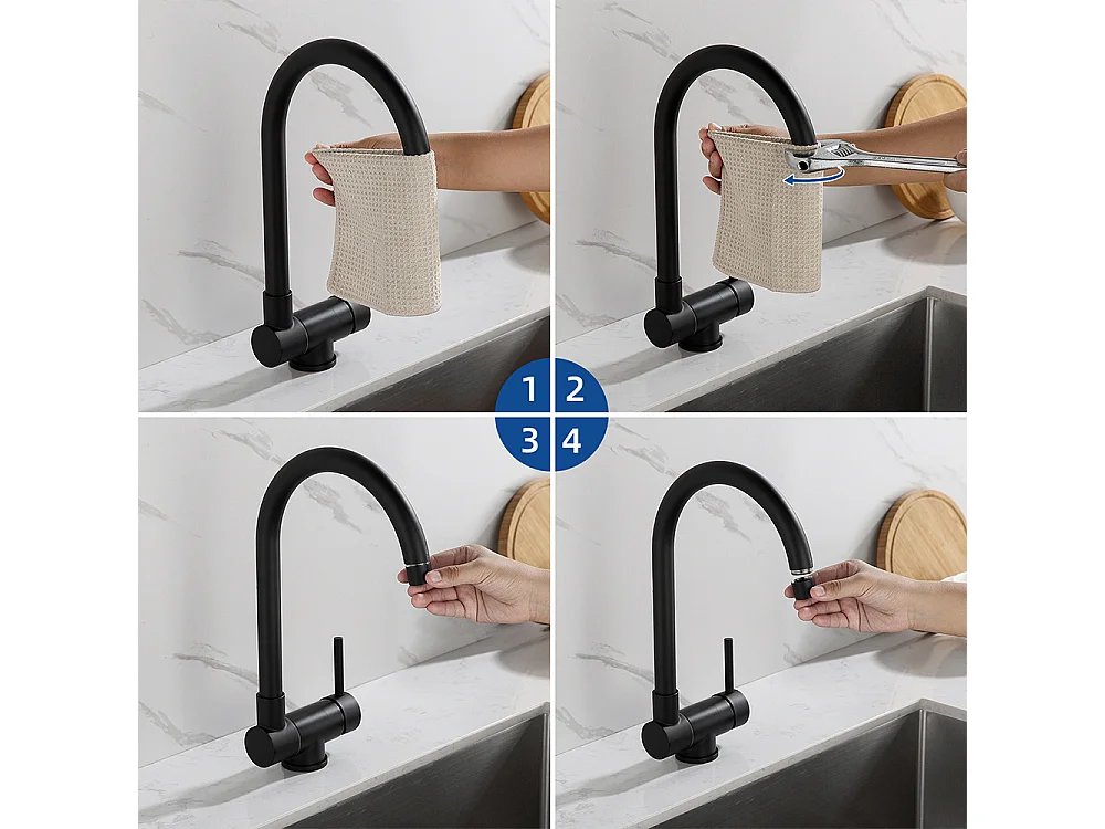 Evier Cuisine 1Bac 54*49*20 CM,Inox,Noir Gris,Evier 1Cuve avec Distributeur Savon+Mitigeur Cuisine,Inox 304 Rabattable Pivotant 360°,Noir