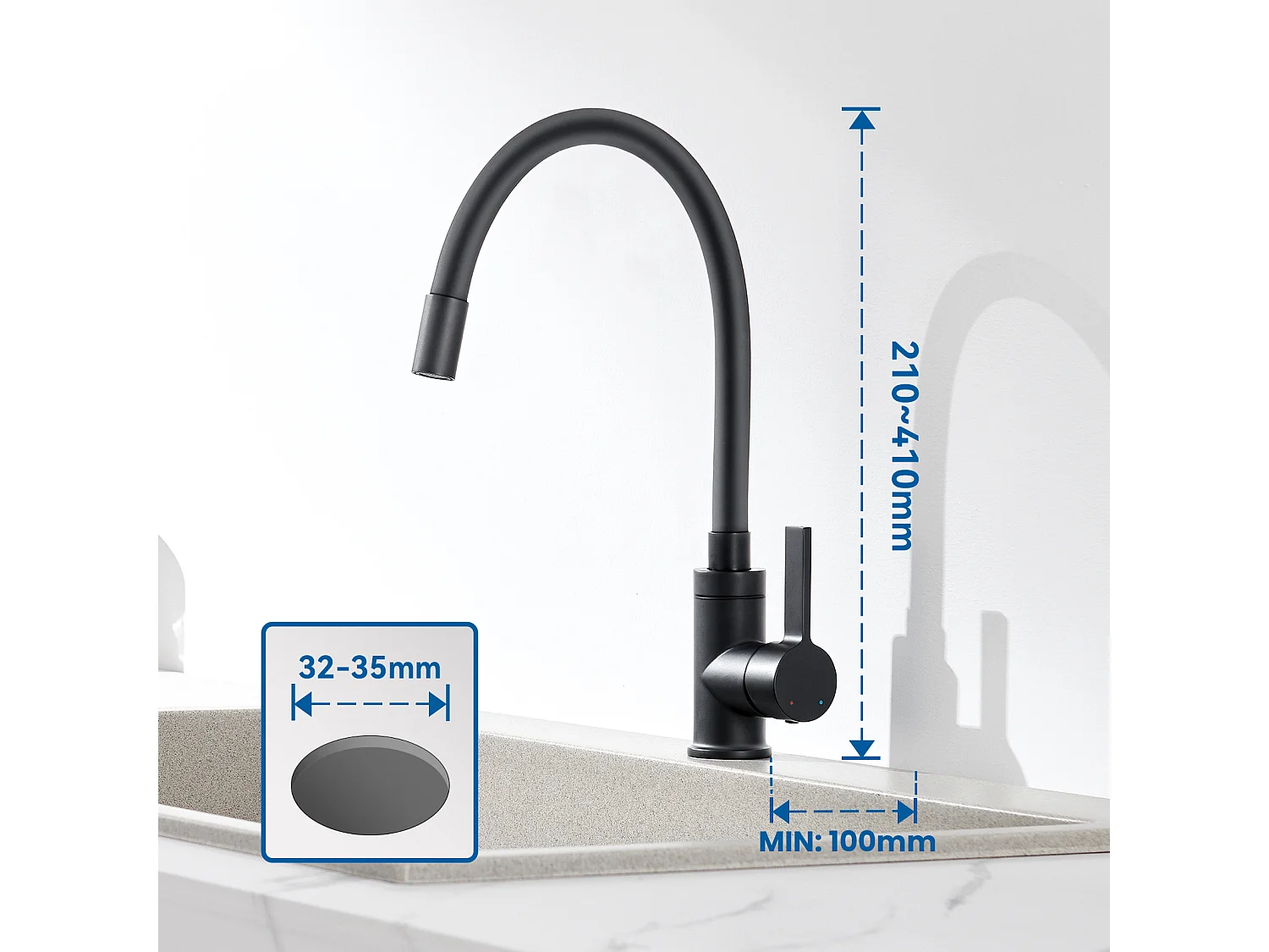 Auralum MAX Évier de Cuisine 1 Bac 75 x 45 cm,Évier Inox Noir avec Égouttoir Pliable+Mitigeur Évier avec Bec Flexible,Robinet de Cuisine Rabattable