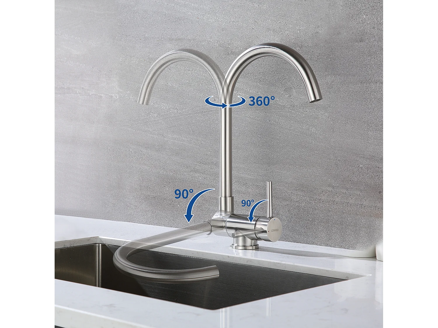 Zwarte keuken spoelbak 1 bak 45x45CM 304 roestvrij staal, inbouw en op te zetten+MitIgeur RVS 304 opklapbaar draaibaar 3, EU Model