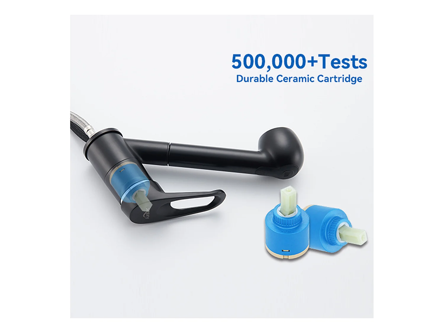 55 * 44 * 19 cm Einzelbecken-Küchenspüle, Einbau-/Blumen-/Unterbauspüle, schwarz + schwarzer Küchenhahn mit ausziehbarer Brause, 2 Düsen bei 360 °