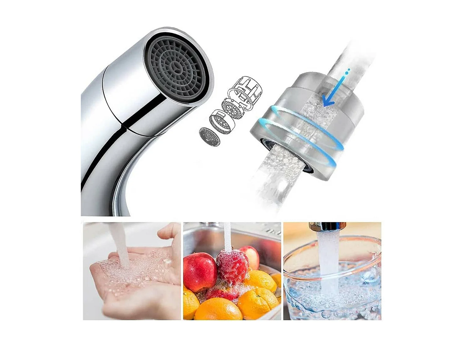 Evier Cuisine 54*49*20 CM,à Encastrer/à Fleur de Plan avec Distributeur Savon,Argent+Robinet Cuisine Chromé Pivotant à 360° Eau Froide /Chaude