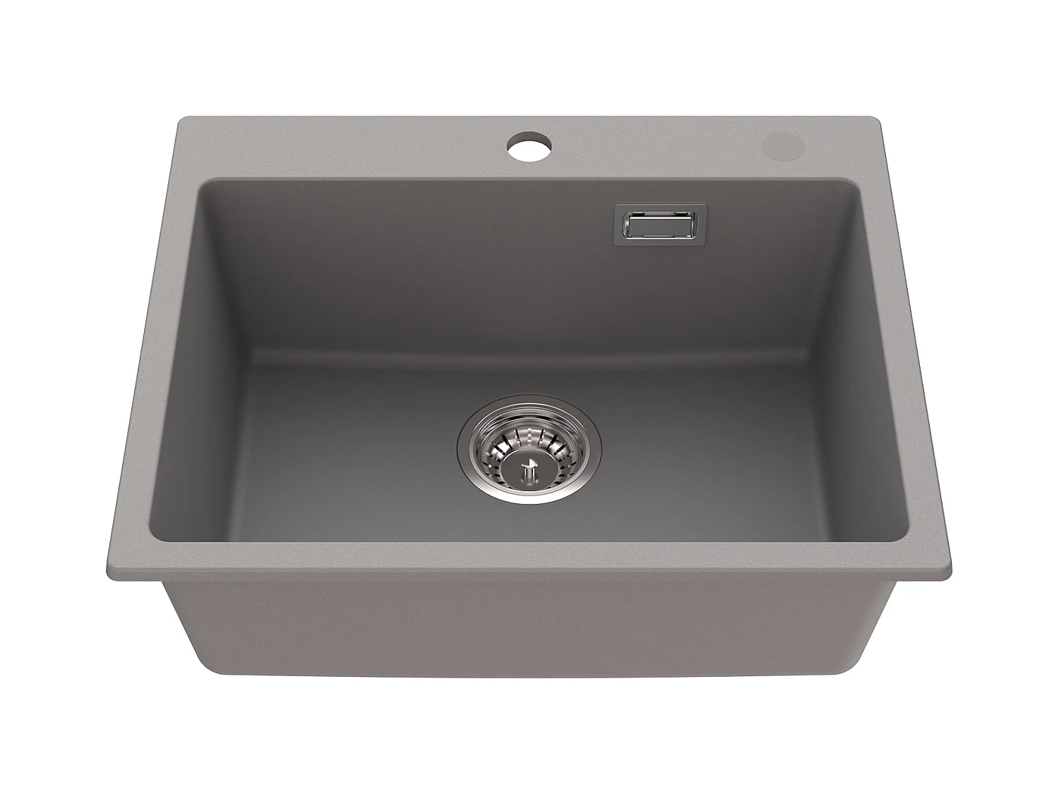 Évier Cuisine 1 Bac en Granit,55*45*20cm,Kit de Vidage,Évier Cuisine Encastré,Trous de Montage pour Robinet/Distributeur Savon,Gris,EU Modèle