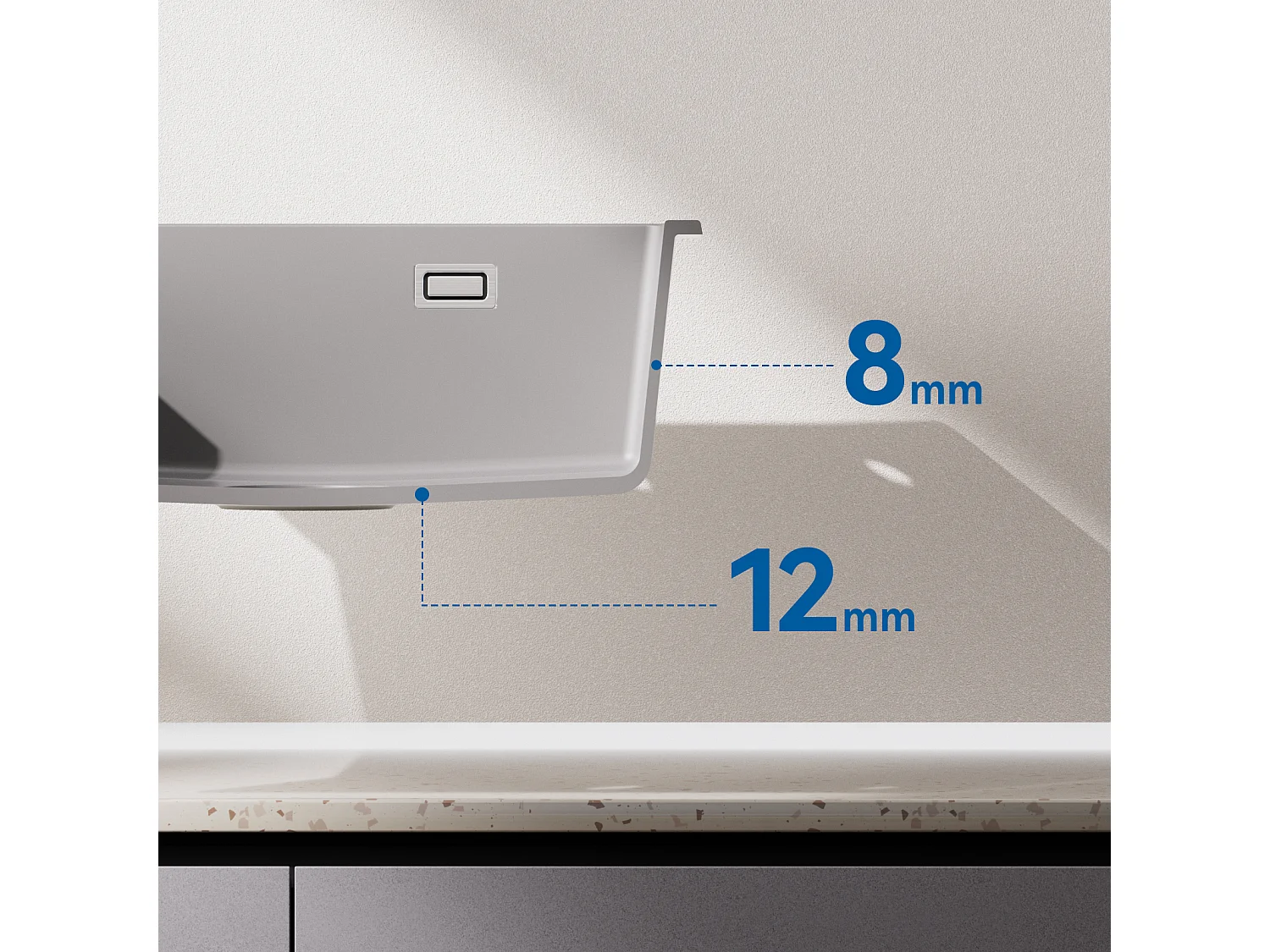 Évier Cuisine 1 Bac en Granit,55*45*20cm,Kit de Vidage,Évier Cuisine Encastré,Trous de Montage pour Robinet/Distributeur Savon,Gris,EU Modèle