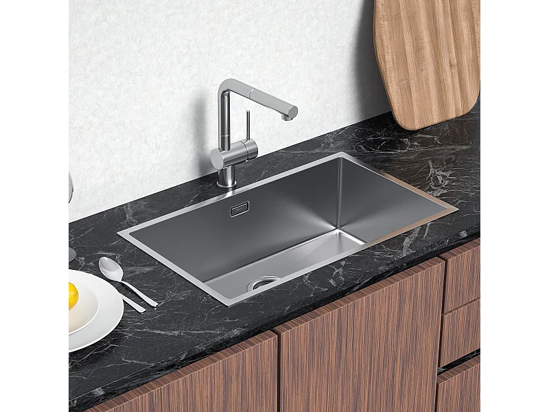 Lonheo Max Fregadero Cocina 1 Bandeja 74*44*20CM Fregadero Cepillado Montaje empotrado/Flor/Subplano Inoxidable 304 con Sistema de Drenaje,Modelo UE