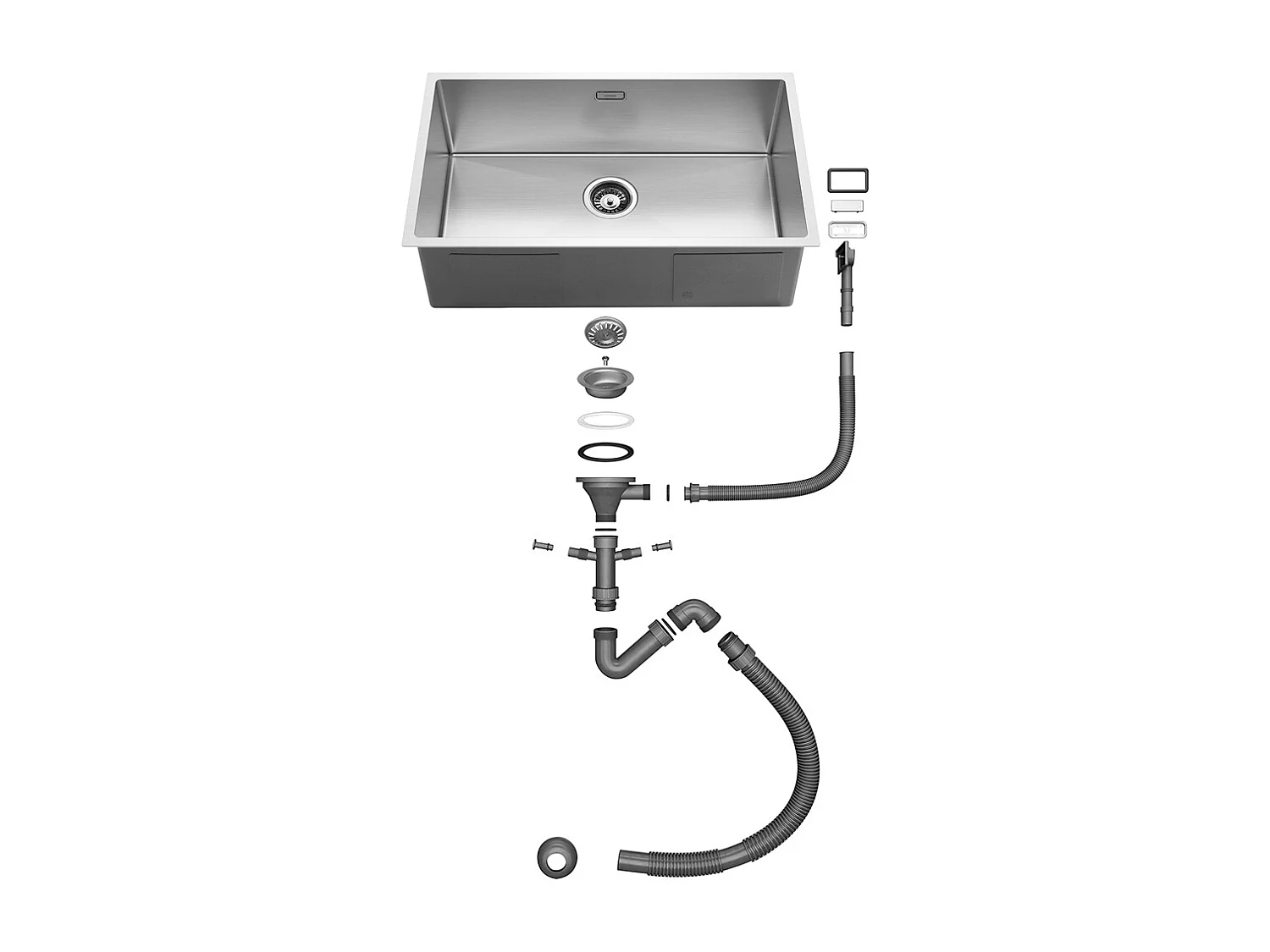 Lonheo Max Évier Cuisine 1 Bac 74*44*20CM Évier Brossé Montage à Encastrer/Fleur/Sous-Plan en Acier Inoxydable 304 avec Système de Drainage,EU Modèle