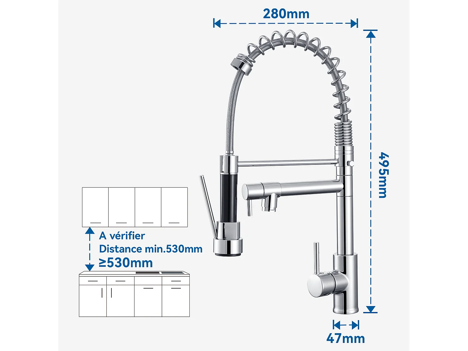 Küchenspüle 54*49*20 CM, Einbauspüle/Unterputzmontage mit Seifenspender, Silber + 360° drehbarer Küchenarmatur mit ausziehbarer Brause