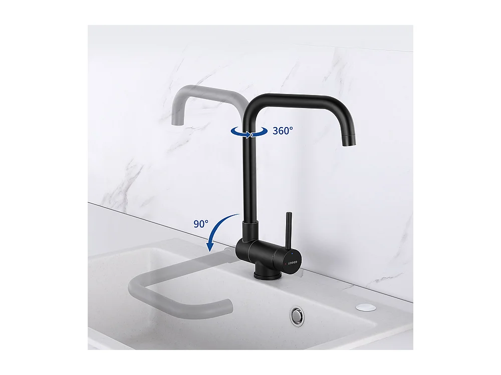 Lavello Cucina 1 vasca  54*49*20 CM,Inox,Grigio Nero,Lavello 1 vasca  con Distributore Sapone+Miscelatore Cucina Pieghevole Girevole 360°,Nero