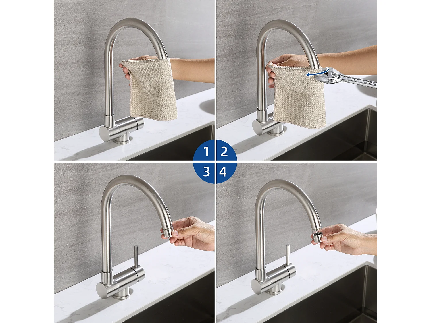 Évier Cuisine 1 Bac 70*44*19CM,à Encastrer/Fleur/Sous-Plan,avec Siphon/Trop-Plein,Brossé+Mitigeur Cuisine en Acier Inox 304 Rabattable