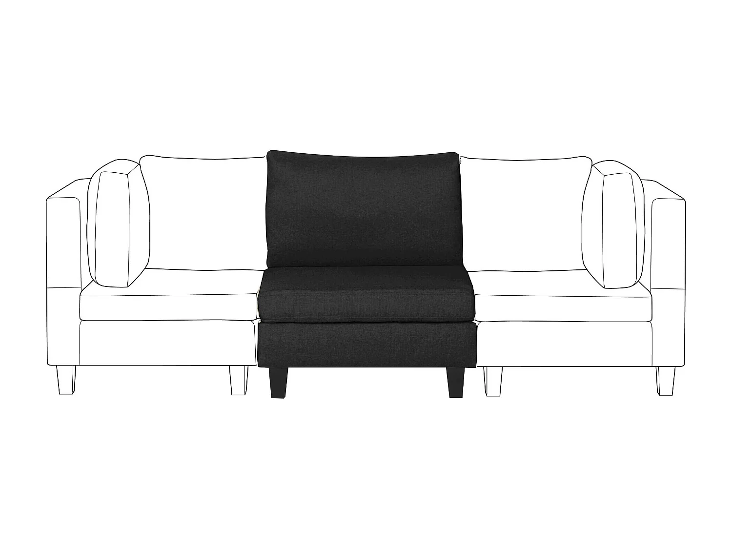 Modernes Sesselmodul zum Sofa mit Polsterbezug in Schwarz Fevik