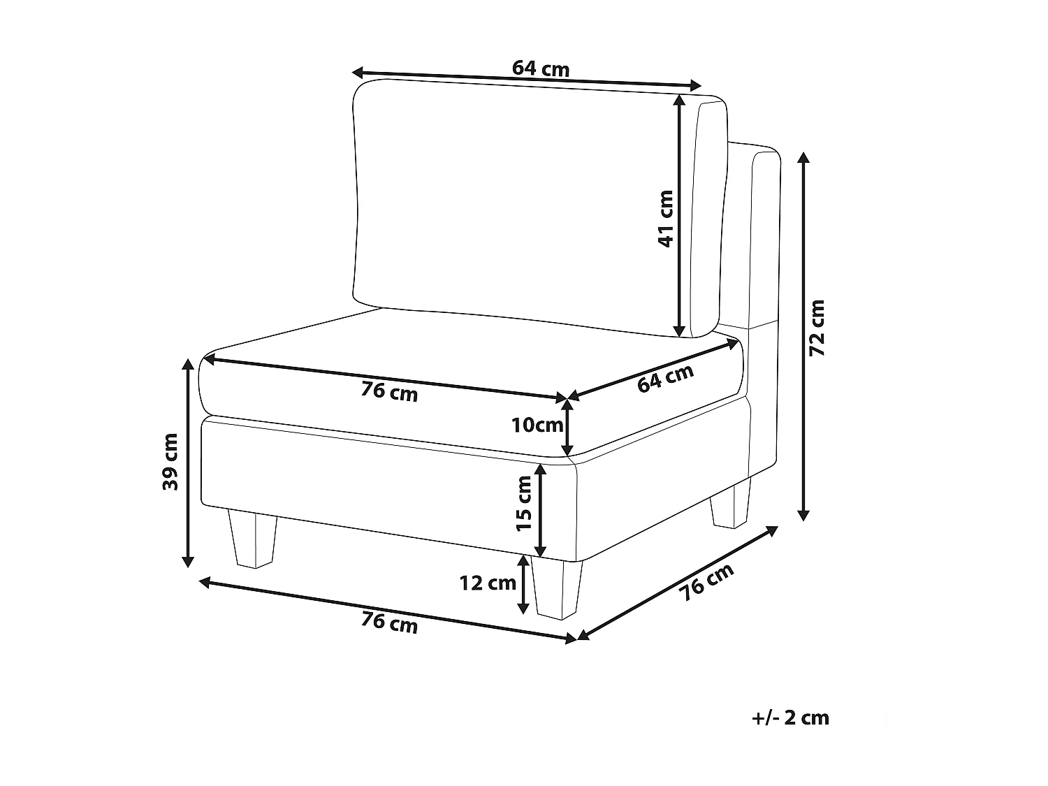 Modernes Sesselmodul zum Sofa mit Polsterbezug in Schwarz Fevik