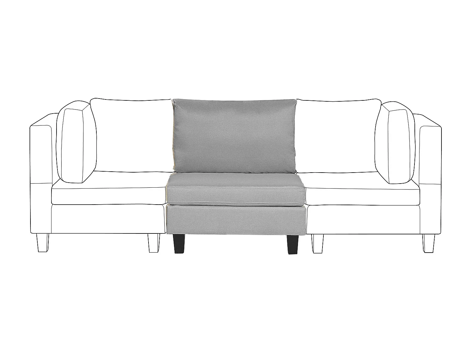 Modernes Sesselmodul zum Sofa mit Polsterbezug in Hellgrau Fevik