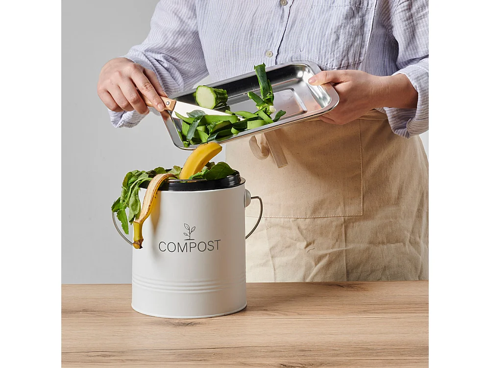 Seau compost rond blanc 4,5L