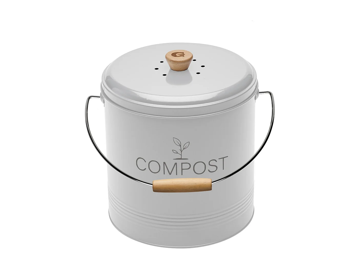 Seau compost rond blanc 8L