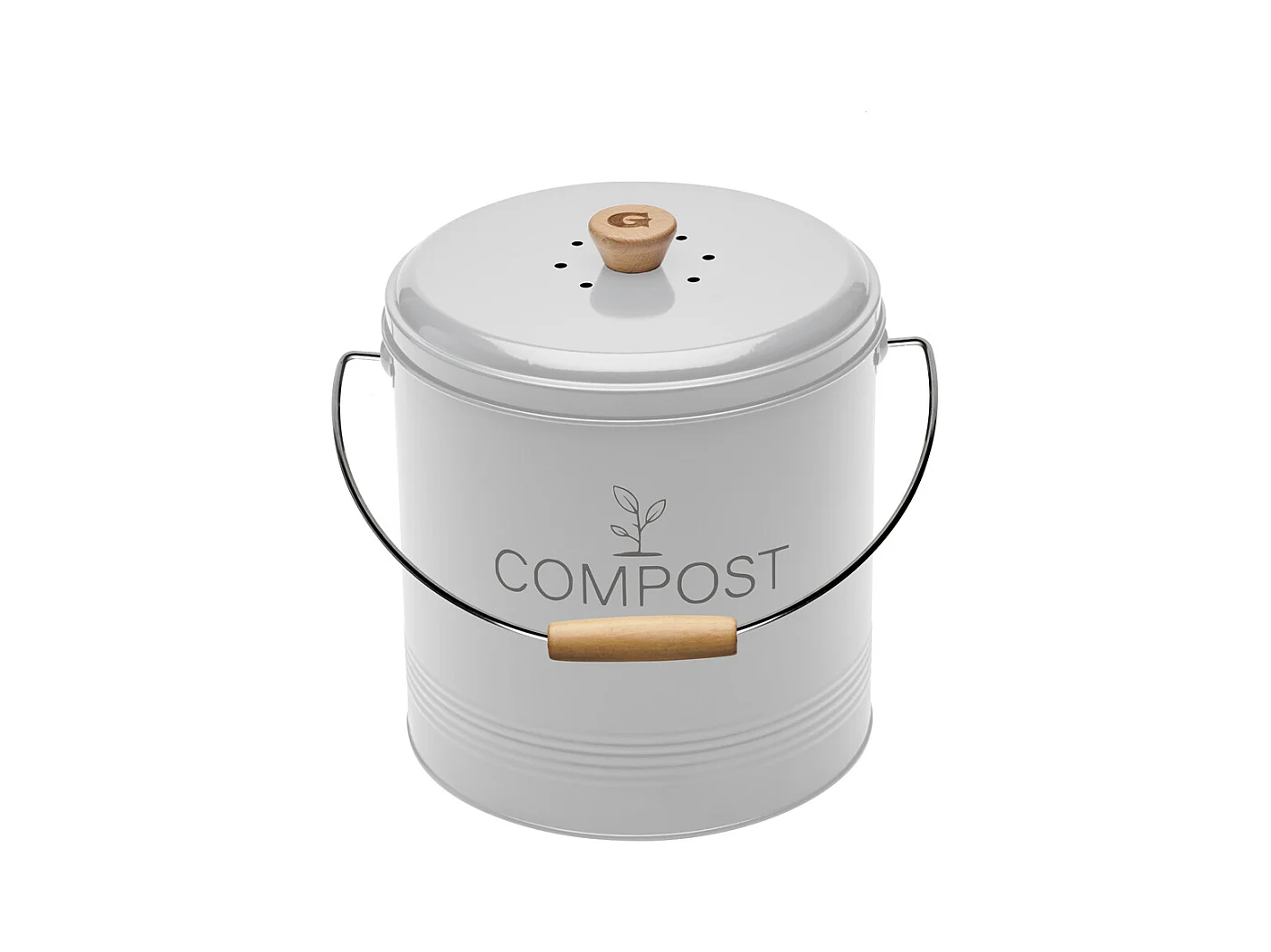 Seau compost rond blanc 8L