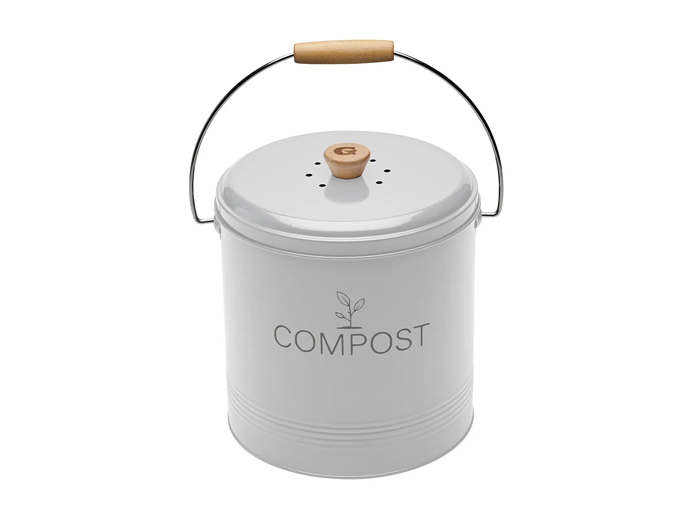 Seau compost rond blanc 8L