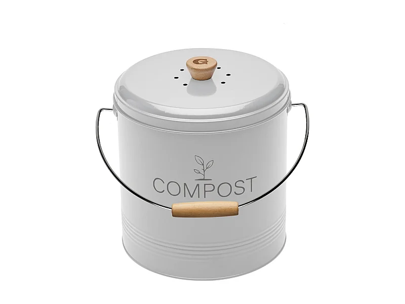 Seau compost rond blanc 8L