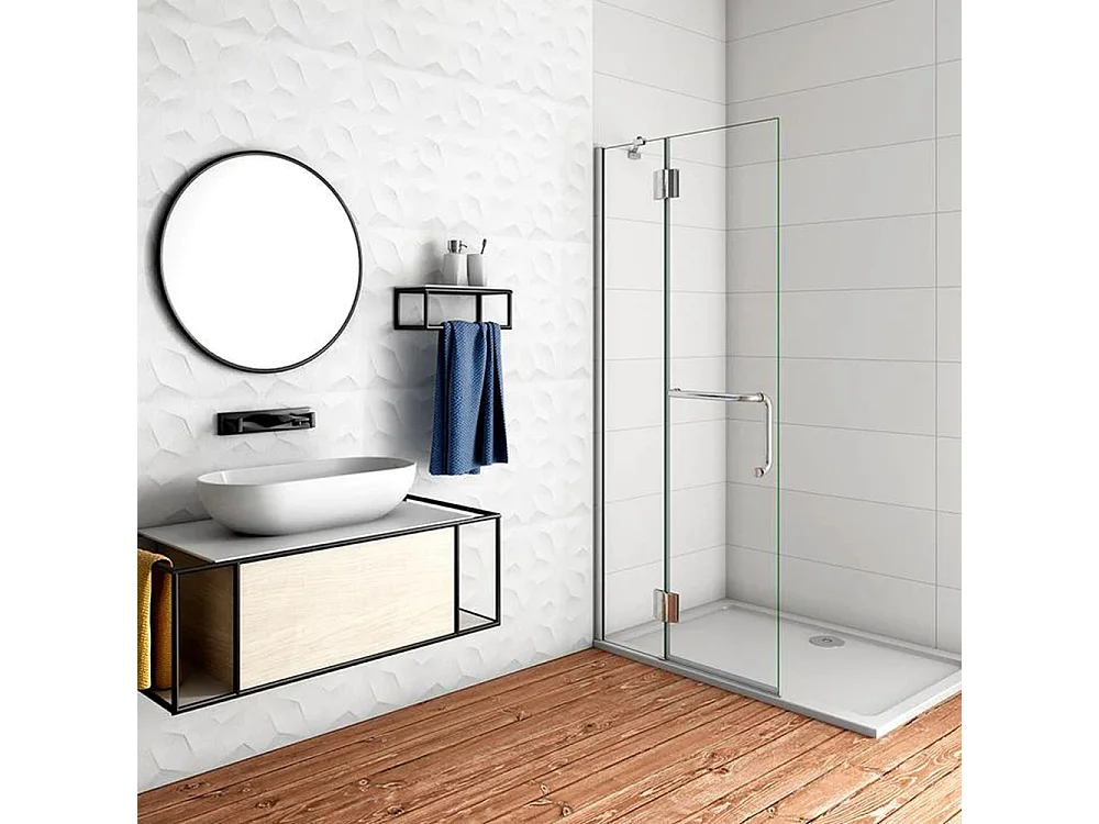 AICA Walk in Frontal Abatible Perfil Cromado Vidrio Antical 8mm (756-776)x1900mm