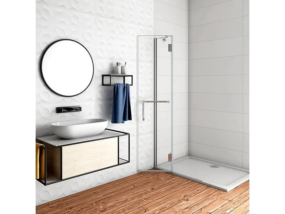 AICA Walk in Frontal Abatible Perfil Cromado Vidrio Antical 8mm (756-776)x1900mm