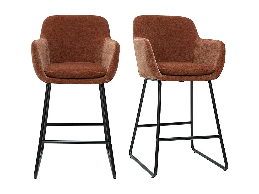 Barhocker rostbrauner Stoff mit Samteffekt H65cm (2er-Set) AMIKA