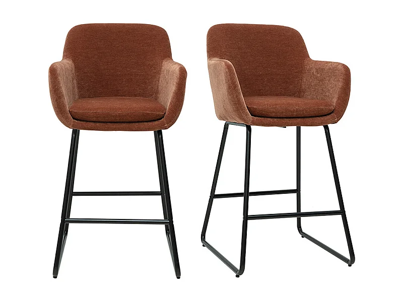 Tabourets de bar en tissu effet velours terre brûlée H65 cm (lot de 2) AMIKA