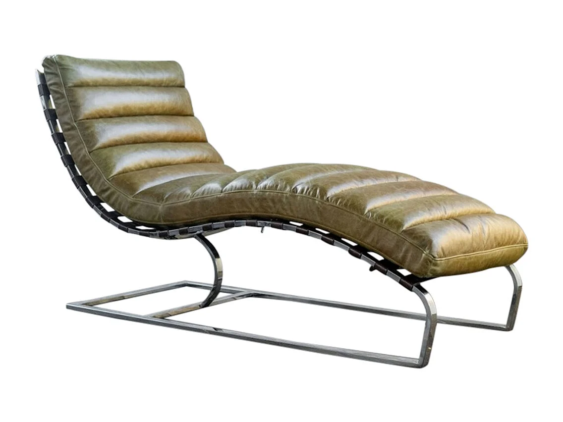 Chaise longue - Vert cuir - SIRY
