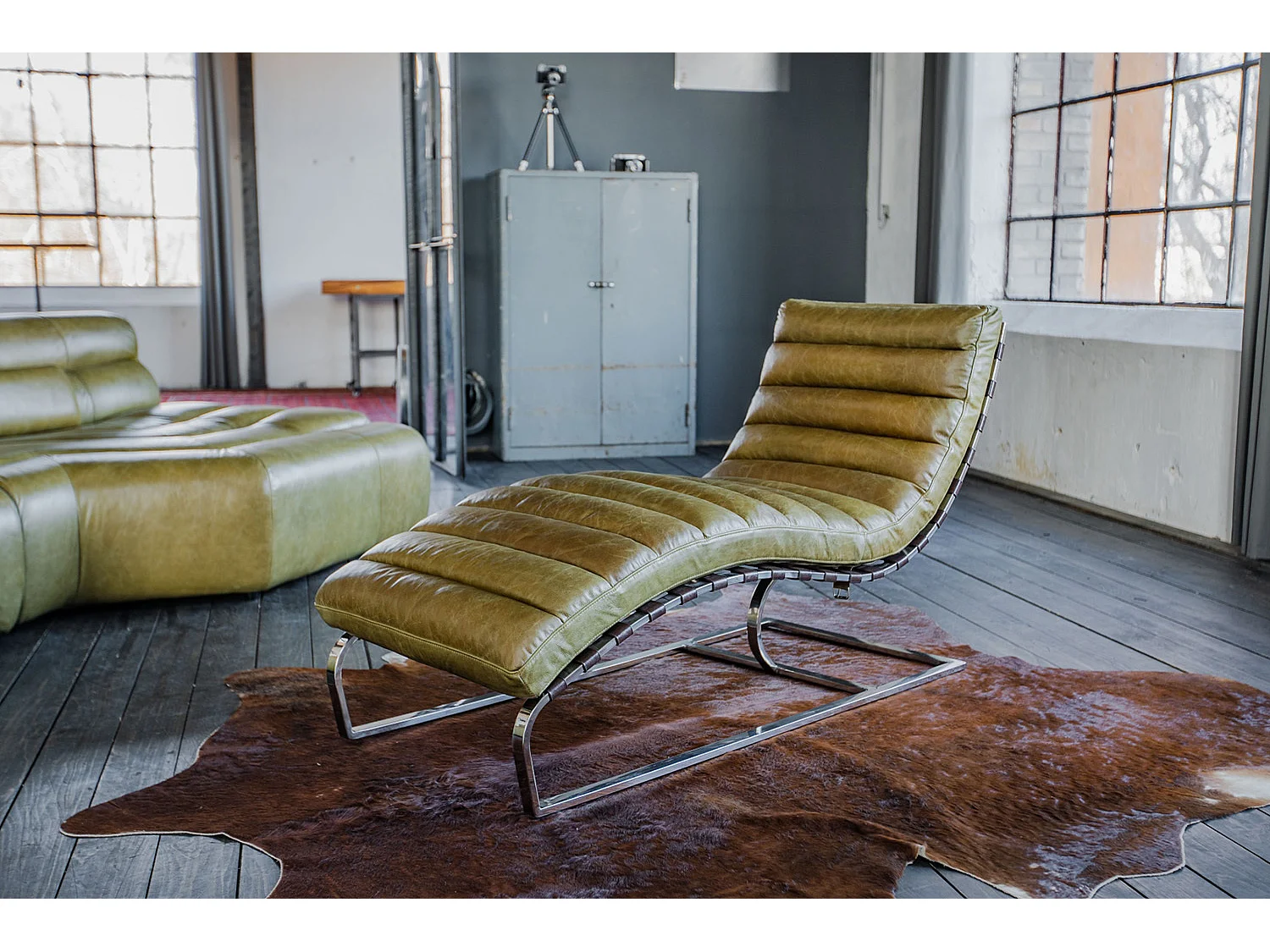 Chaise longue - Vert cuir - SIRY