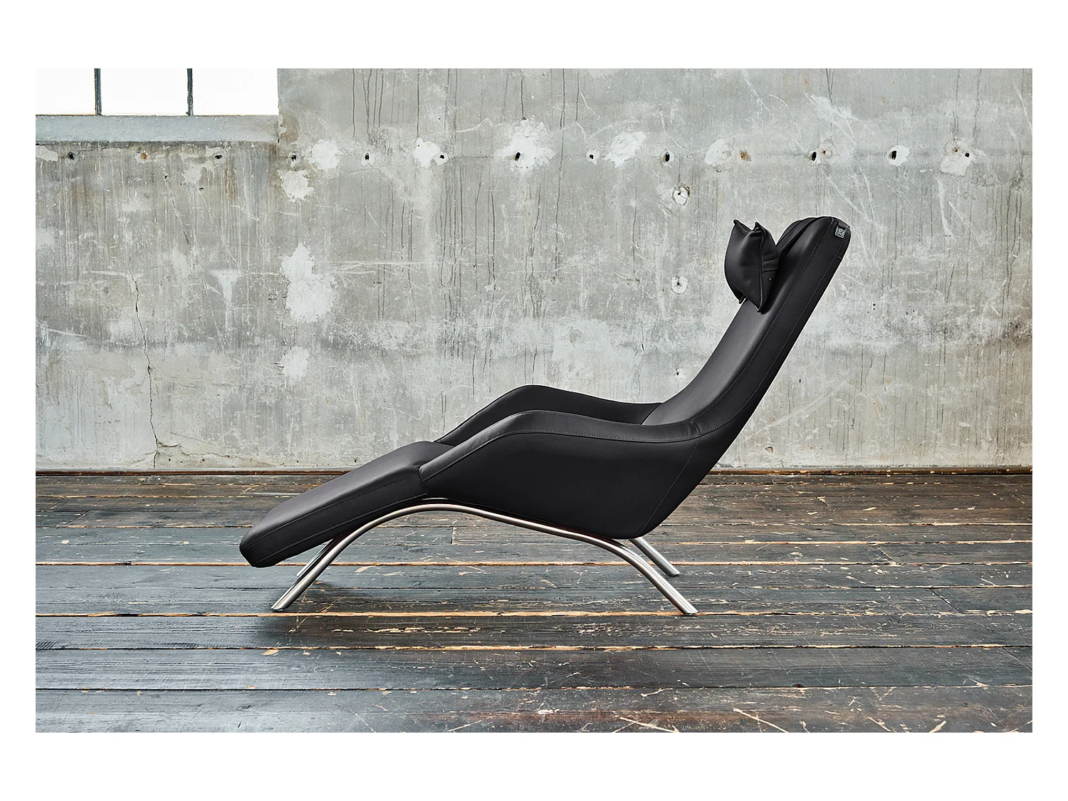 Relaxliege - Schwarz Leder - CAVAL