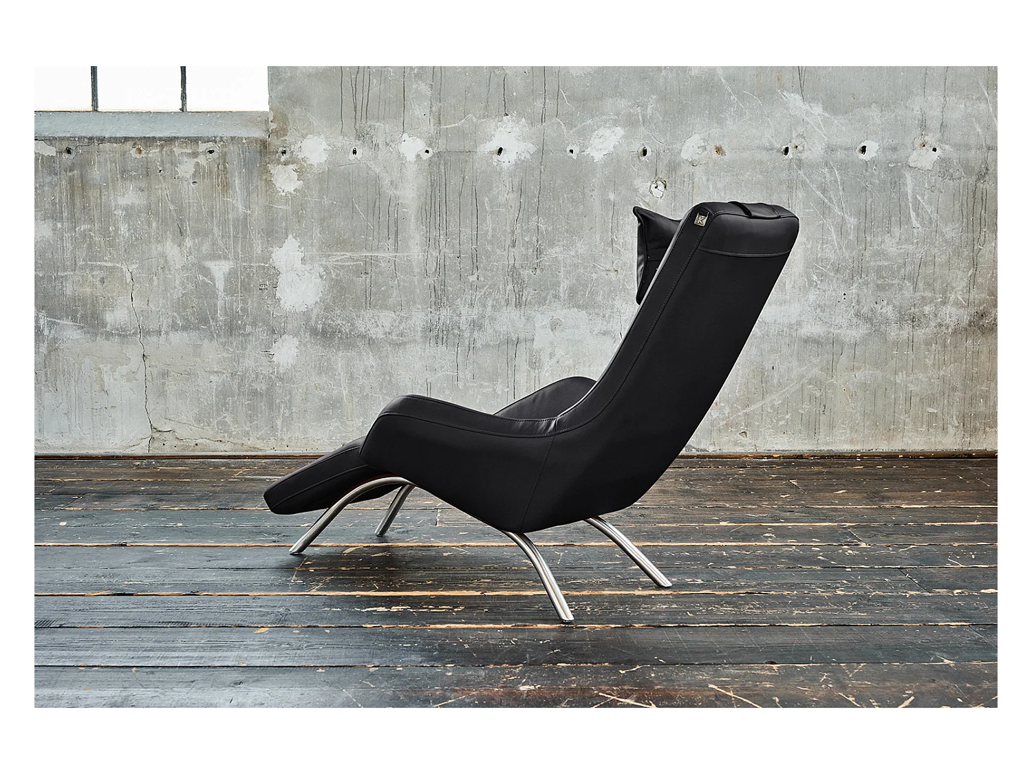 Relaxliege - Schwarz Leder - CAVAL