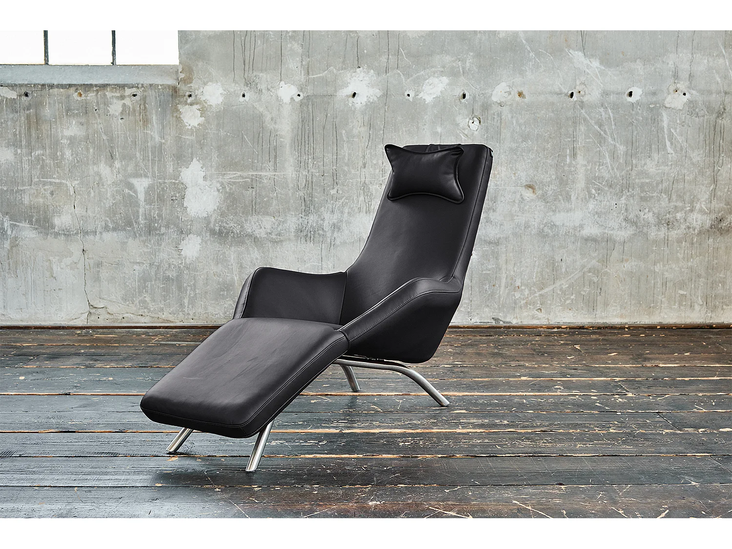 Relaxliege - Schwarz Leder - CAVAL