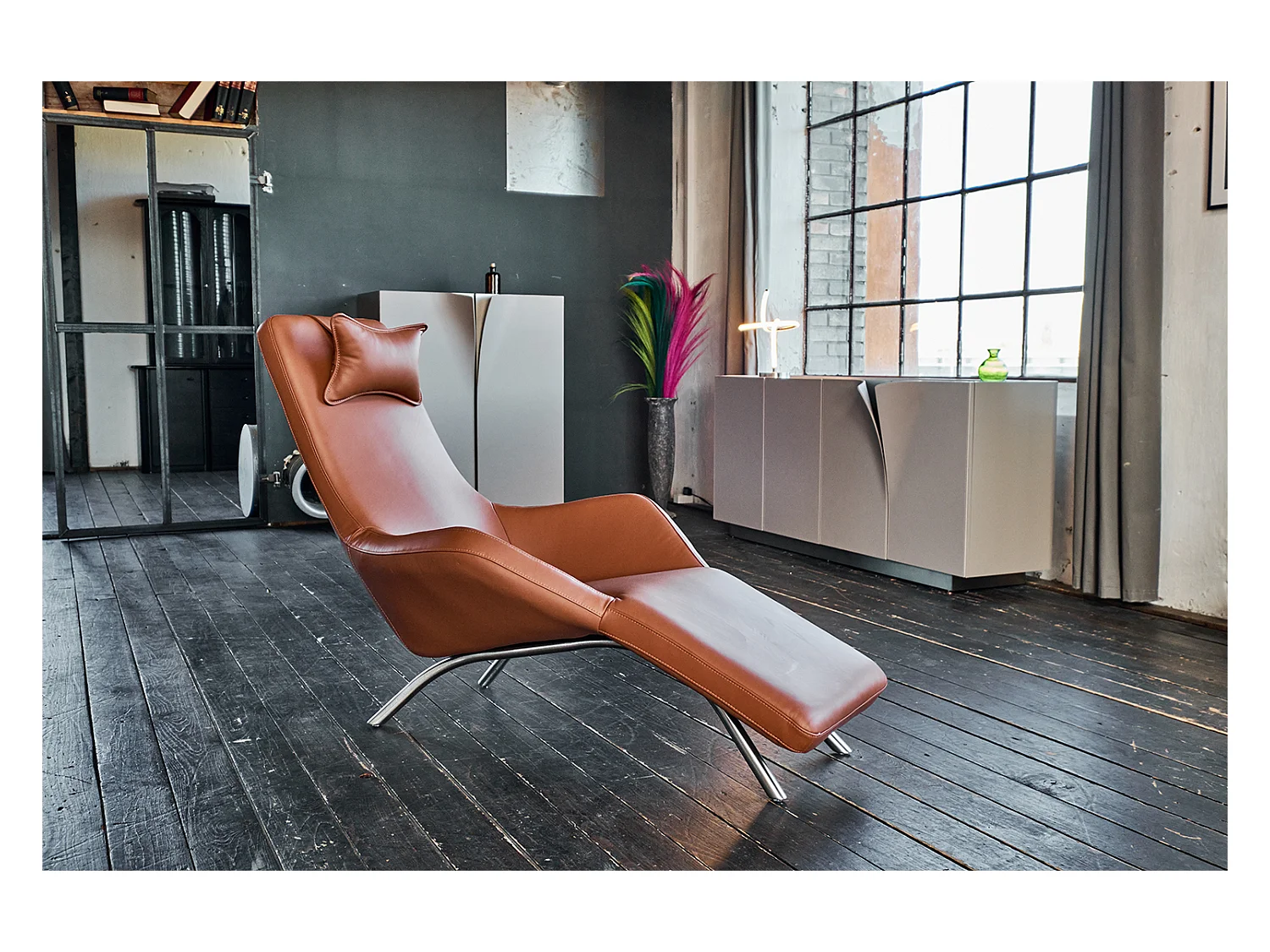 Relaxliege - Braun Leder - CAVAL