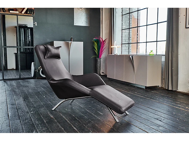 Relaxliege - Grau Leder - CAVAL