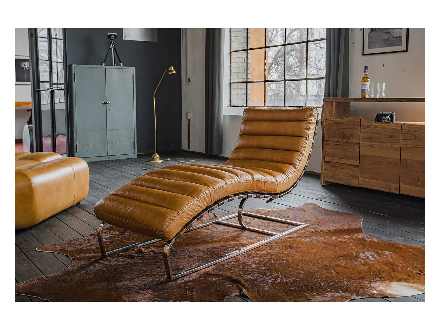 Fauteuil - marron cuir - SIRY