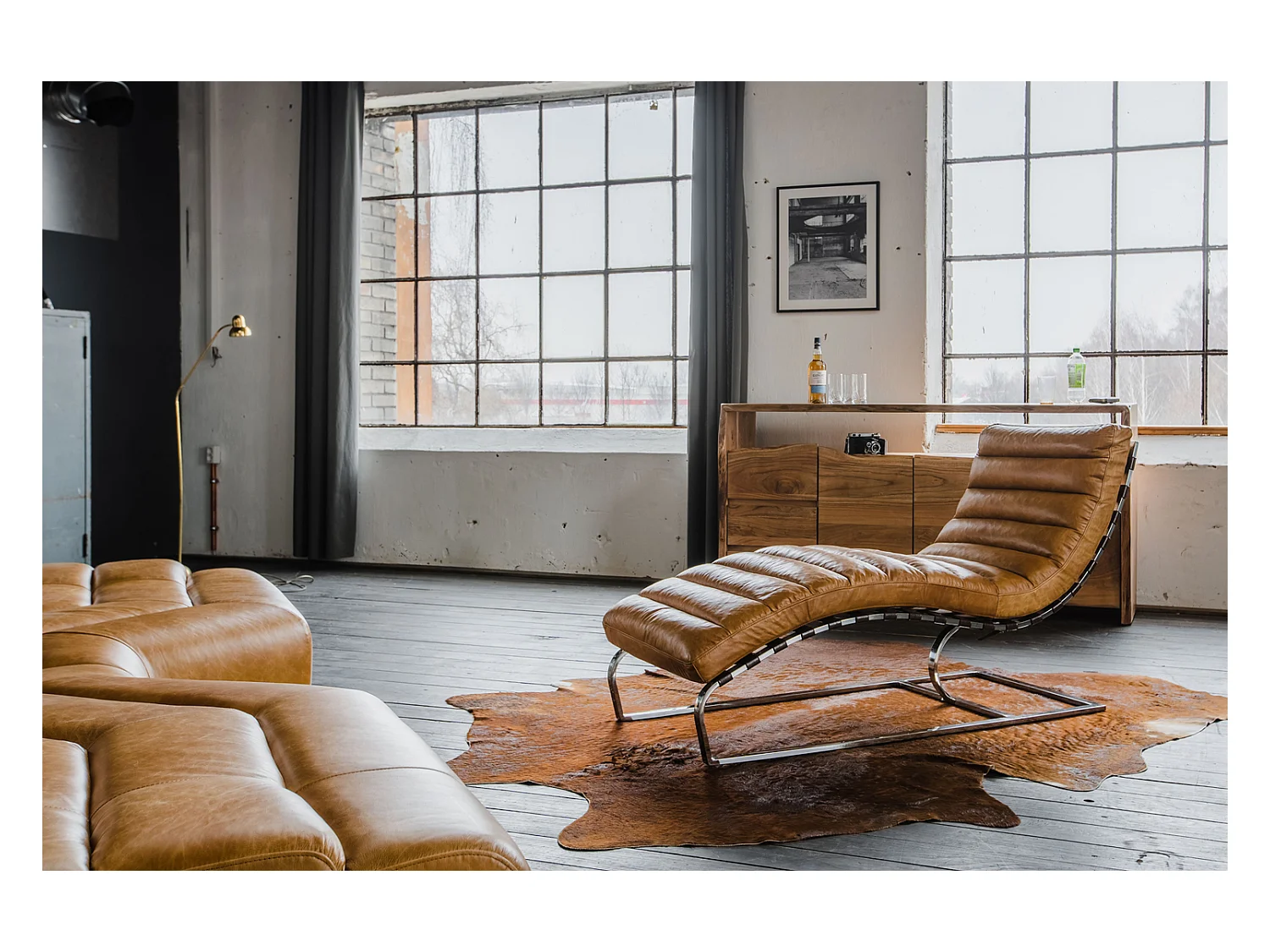 Fauteuil - marron cuir - SIRY